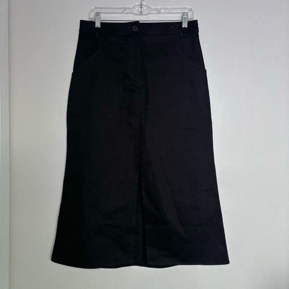 Who What Wear Collection Mack Flared Midi Skirt in Licorice Size Large NEW Slit - Picture 2 of 12